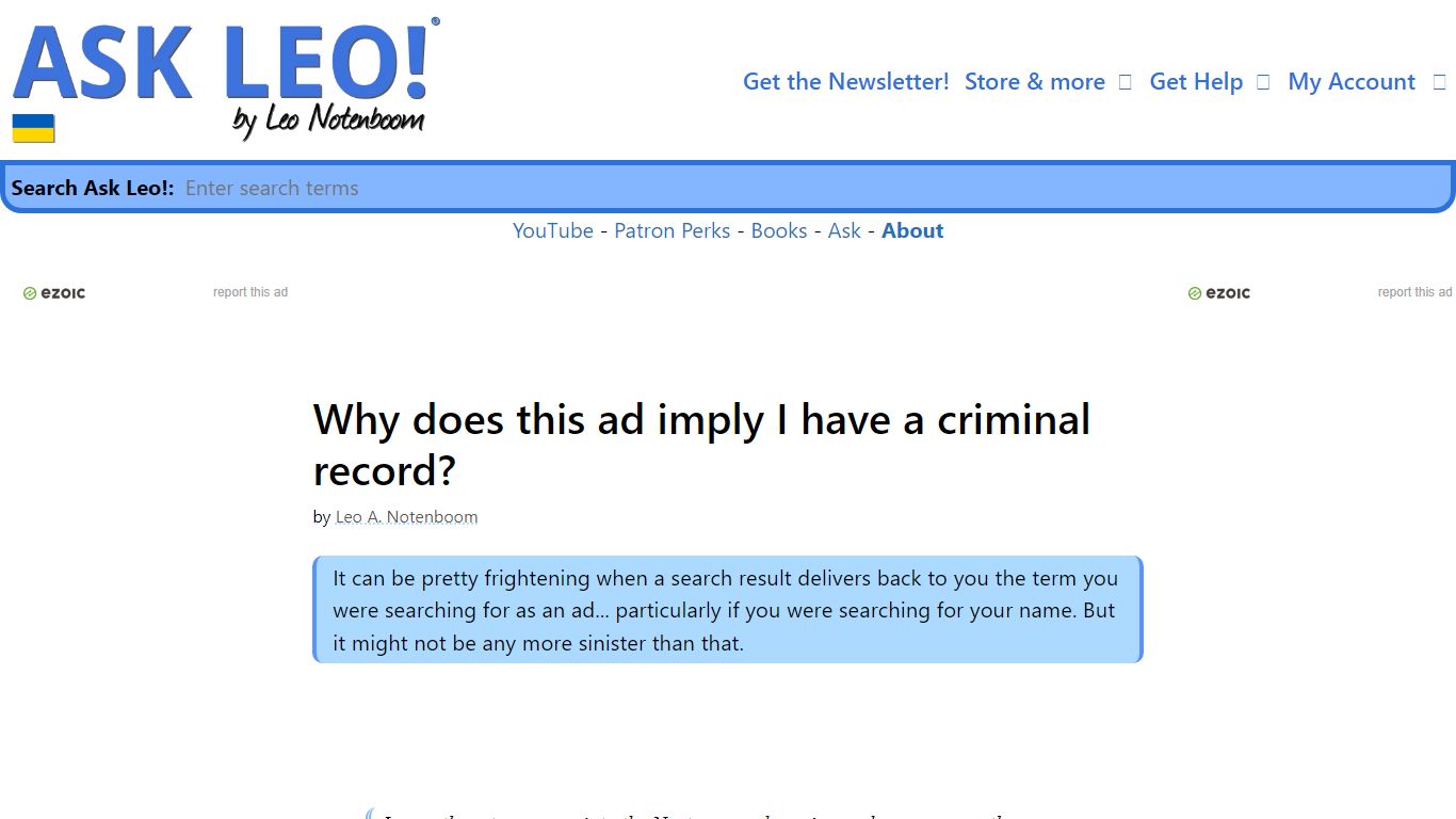 Why does this ad imply I have a criminal record? - Ask Leo!